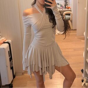 Elegant Off-Shoulder Cream Dress